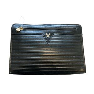 Mario Valentino Vintage Embossed Black Leather Second Bag w COA